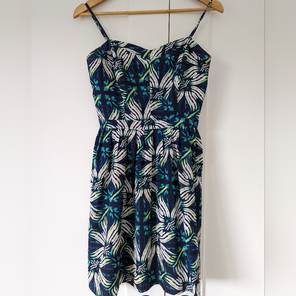 GAP Green & Blue Spaghetti Strap Dress